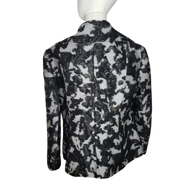 Lafayette 148 New York Camo Moto Jacket Blazer Size 12 Wool Blend Textured Work - Picture 6 of 8